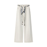 Ladies' silk scarf straight-leg pants